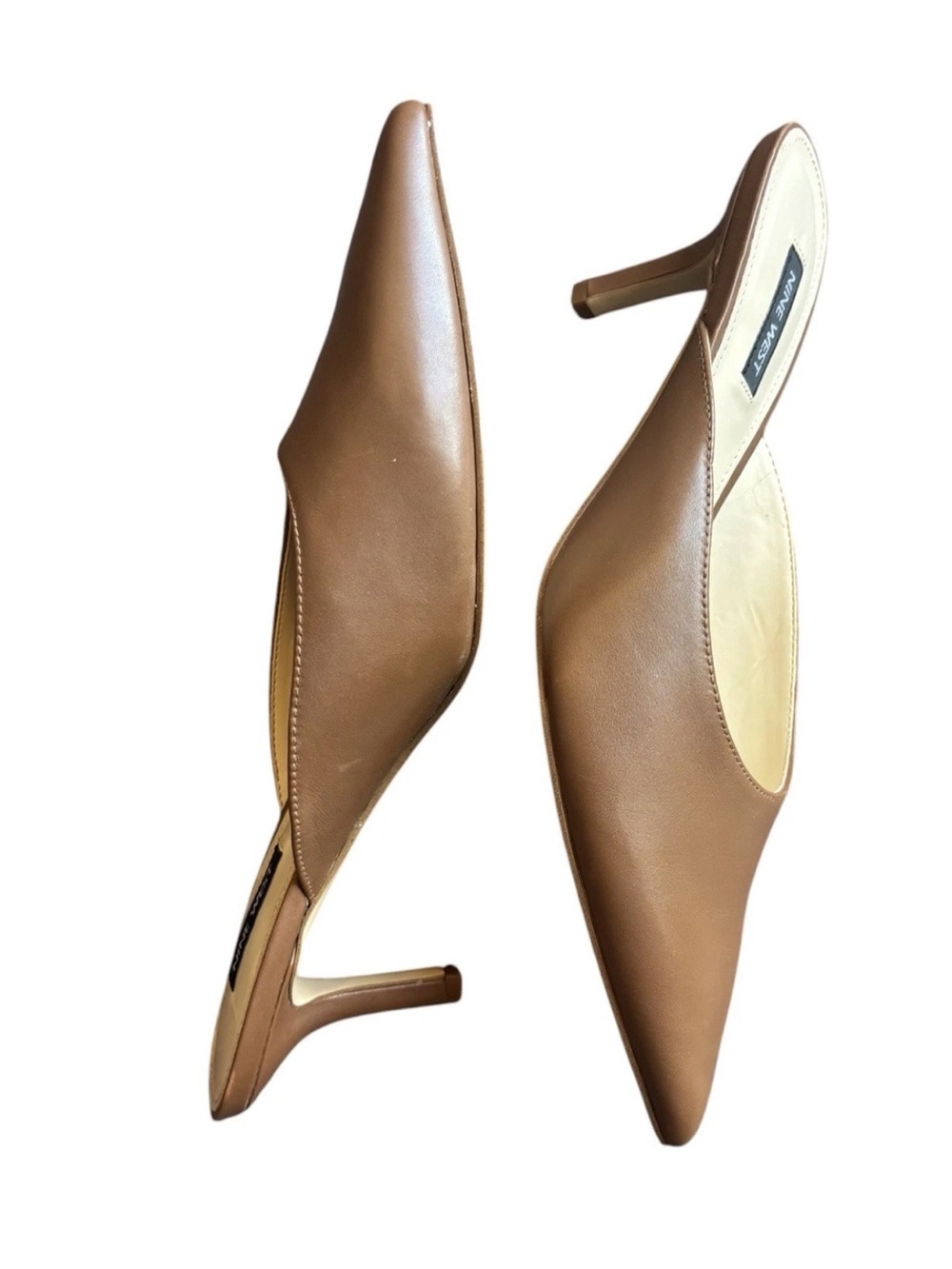 NINE WEST Ali Pointy Toe Mules Open Back Heel Women's Size 8.5 Brown - Picture 4 of 7